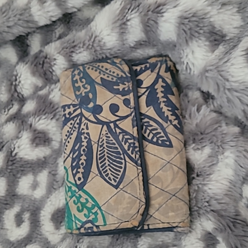 Blue, teal, and white Vera Bradley wallet